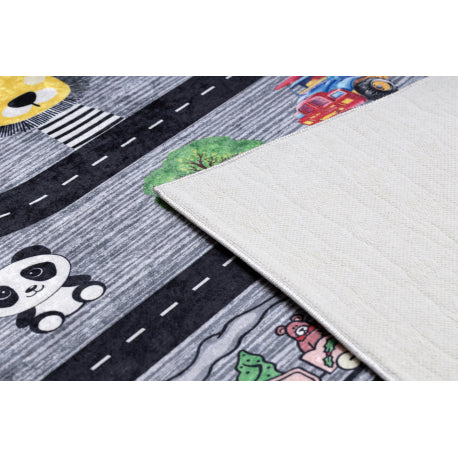 BAMBINO 2092 mosható szőnyeg Utcák, autók gyerekeknek csúszásgátló - antracit